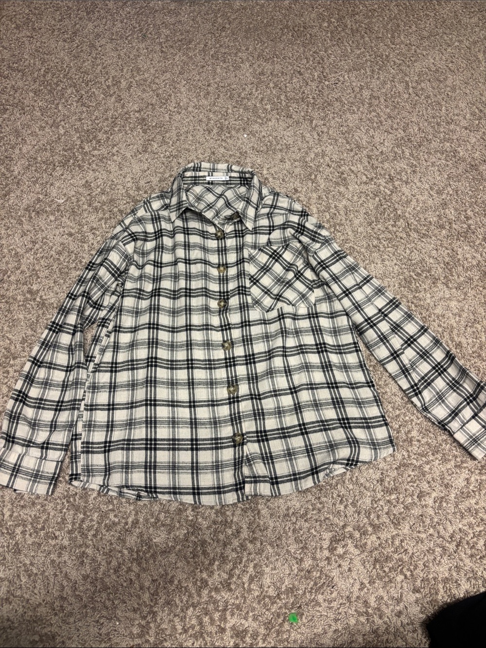 Staccato Cream and Black Plaid Button-Down Shirt